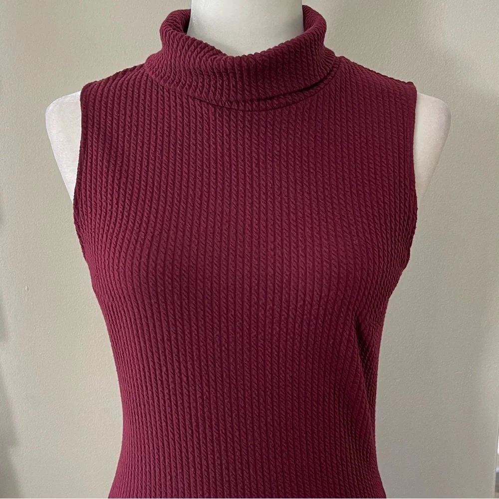 UO Silence + Noise Burgundy Sleeveless Mock Neck Maxi Sweater Dress - small